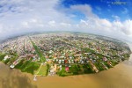 Paramaribo from the air on a cloudy morning